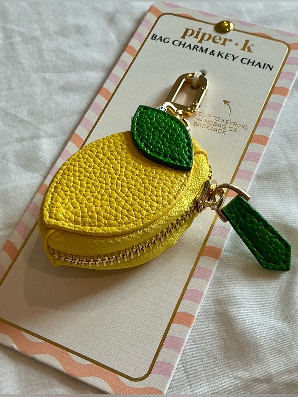 piper·k Yellow Lemon Bag Charm & Key Chain